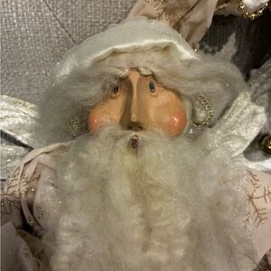 Large Christmas Fairy Elf Figurine with Gold Accents and Bells